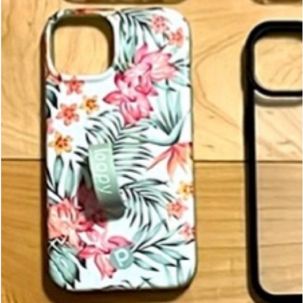 tropical phone case with finger loop